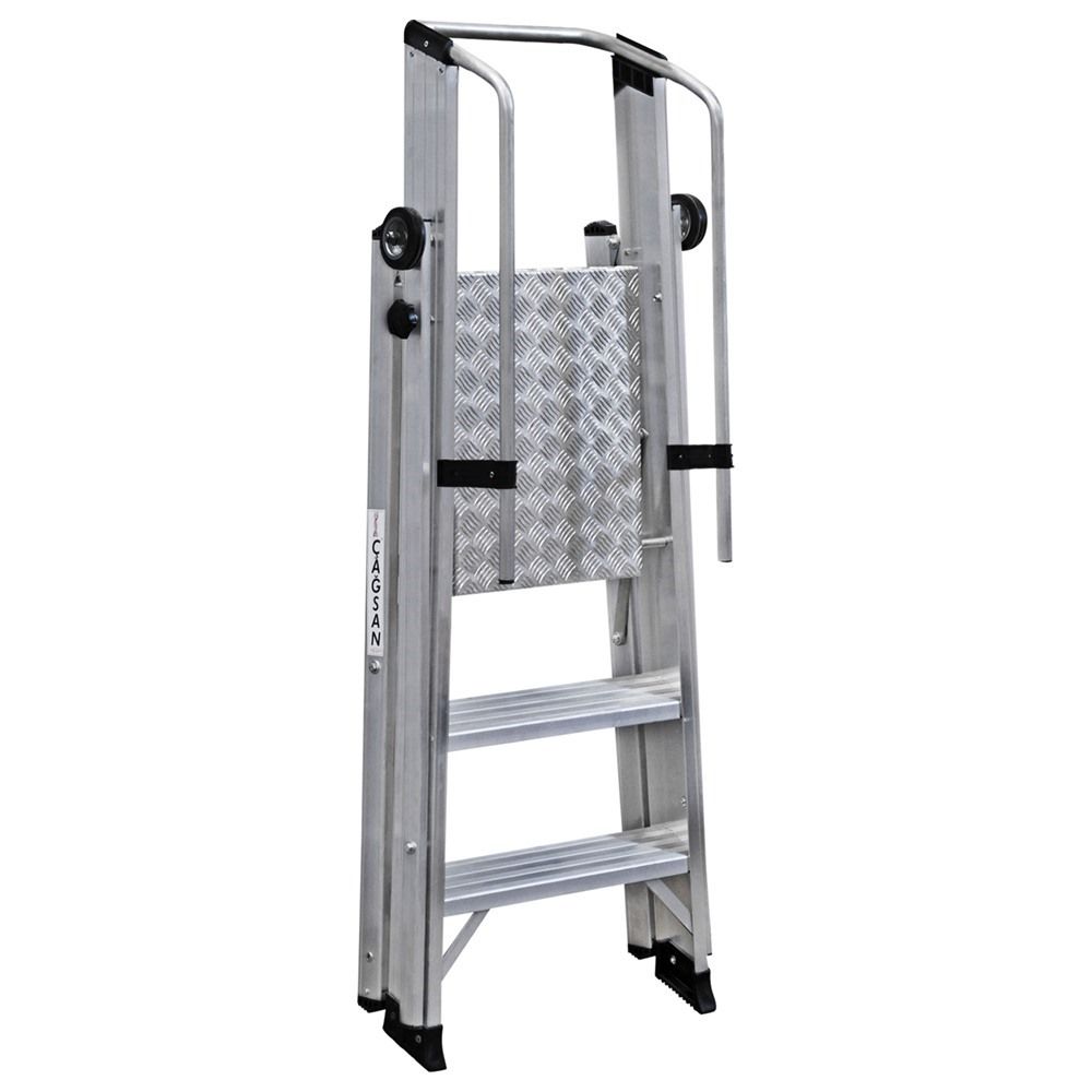 Складская профессиональная алюминиевая стремянка 3 ступени CAGSAN арт.VE2 от магазина ЛесКонПром.ру
