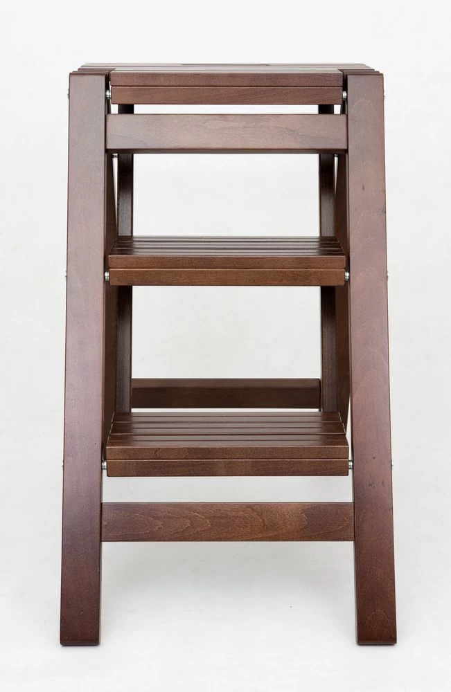 Стремянка-табурет деревянная с широкими ступенями Hoz-Block Микки 3 ступени Венге (арт. СДМТ-3В) от магазина ЛесКонПром.ру
