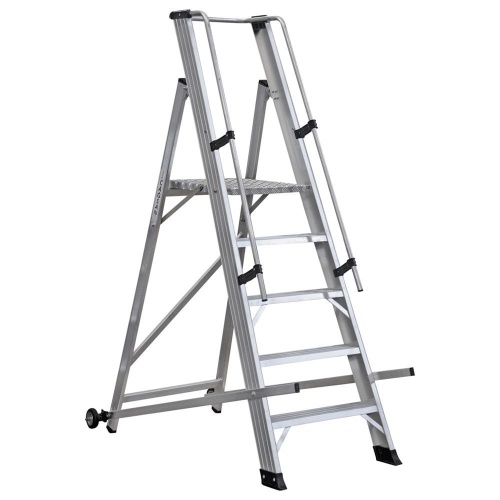 Складская профессиональная алюминиевая стремянка 5 ступеней CAGSAN арт.VE4 от магазина ЛесКонПром.ру