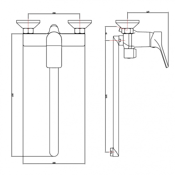 Смеситель для ванны Esko Eger с длинным изливом от магазина ЛесКонПром.ру