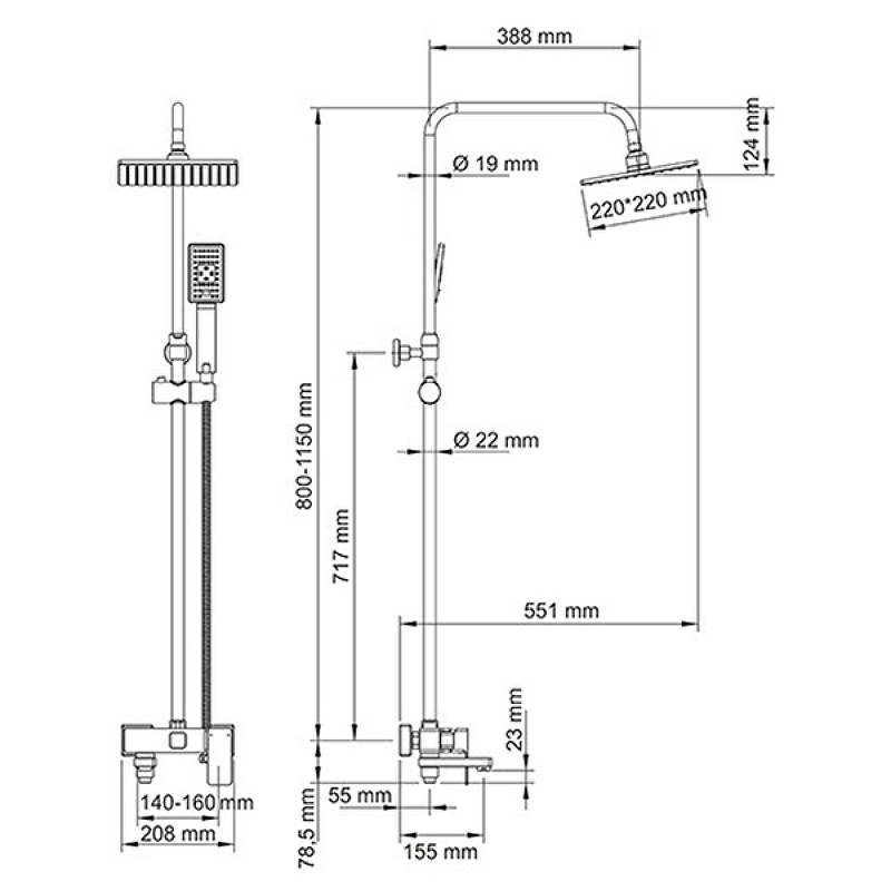 Душевая система WasserKRAFT A17701 Хром от магазина ЛесКонПром.ру