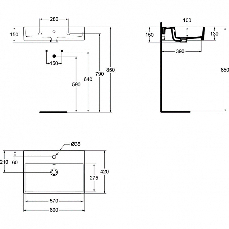 Раковина Ideal Standard Strada 60 K077801 Euro White от магазина ЛесКонПром.ру
