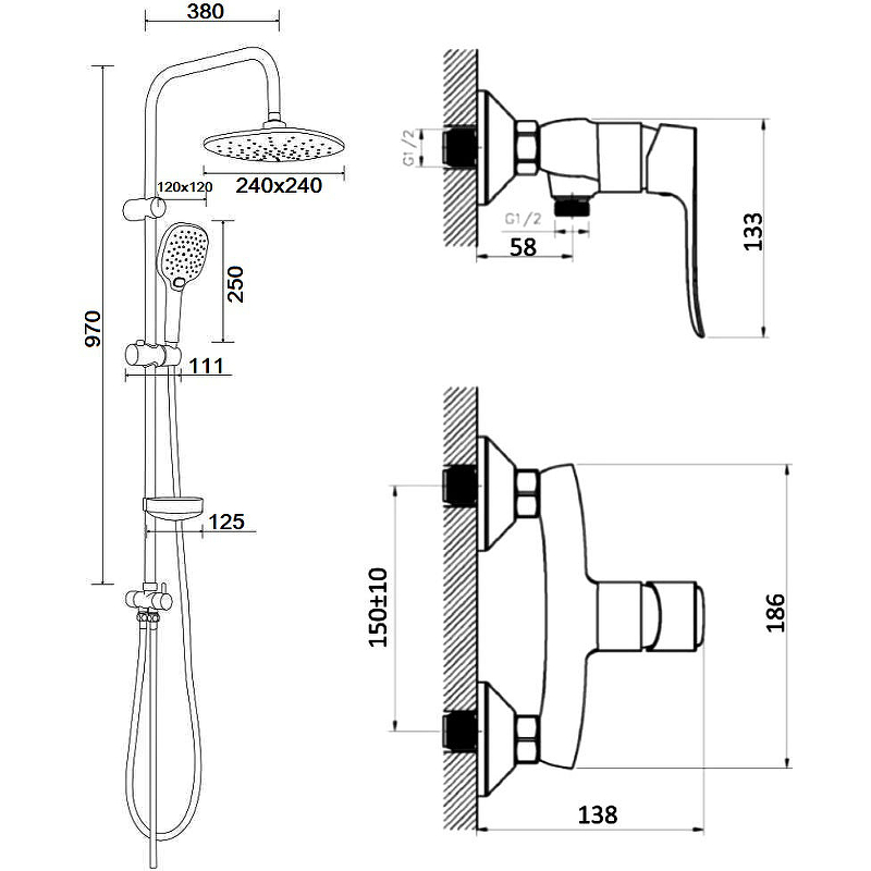 Душевая система Agger A2595200 Хром от магазина ЛесКонПром.ру