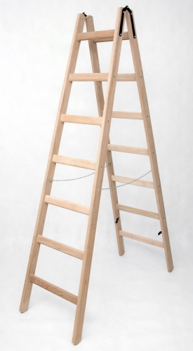 Стремянка двухсторонняя деревянная с перекладинами Hoz-Block Маляр 2х10 ступеней (арт. СДДМ-10) от магазина ЛесКонПром.ру