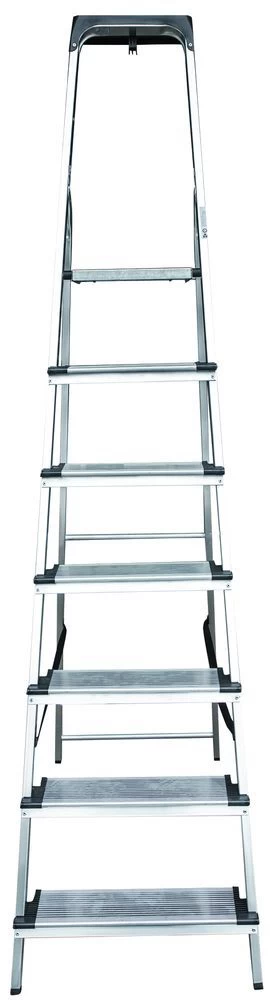 Стремянка алюминиевая с широкой ступенью и органайзером Новая Высота 7 ступеней (арт. 1118107) от магазина ЛесКонПром.ру
