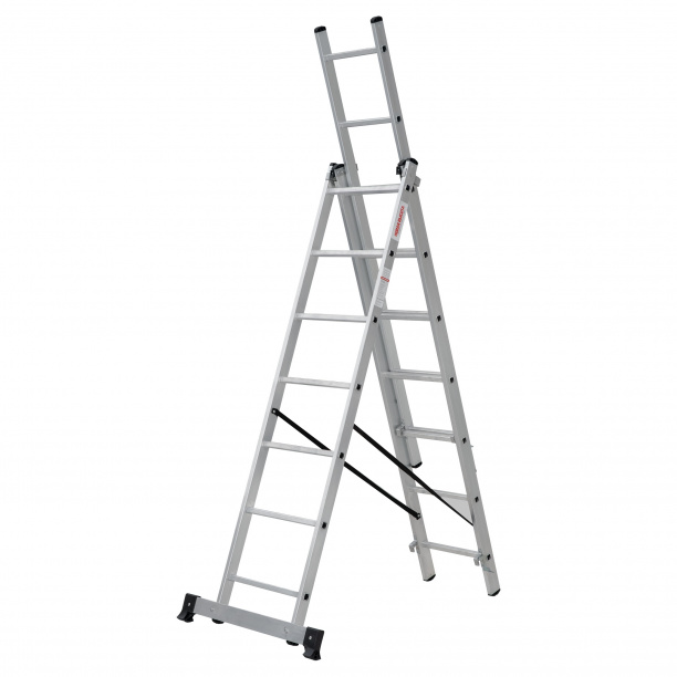 Лестница трехсекционная Новая Высота алюминиевая 7 ступеней от магазина ЛесКонПром.ру