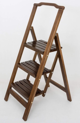 Стремянка деревянная с широкими ступенями Hoz-Block Микки 3 ступени Венге (арт. СДМ-3В) от магазина ЛесКонПром.ру