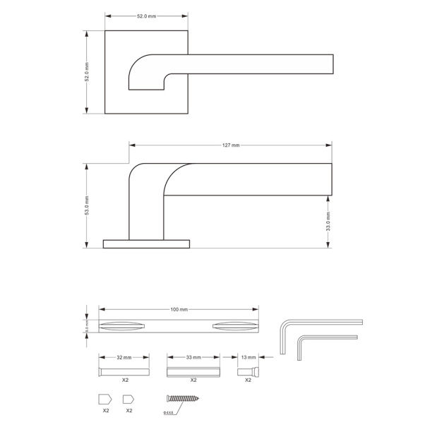 Ручки дверные NEODECO Flame EN никель от магазина ЛесКонПром.ру
