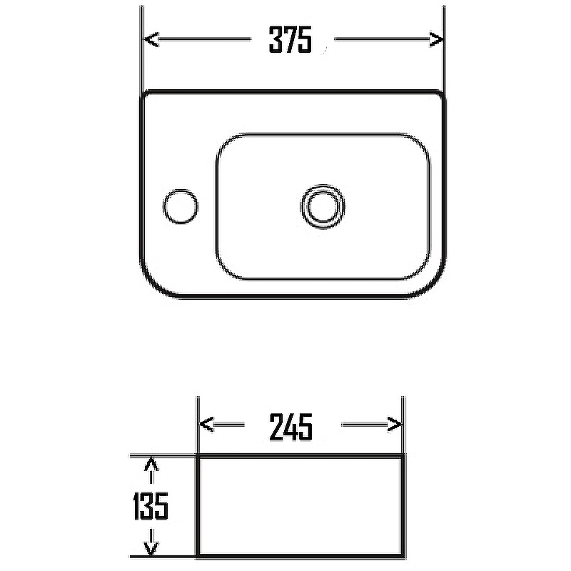 Раковина AQUAme 38 L AQM5006L Белая глянцевая от магазина ЛесКонПром.ру