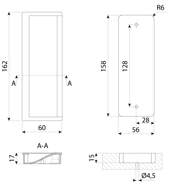 Ручка врезная мебельная Модель MN800 MN800Z128G104G1 от магазина ЛесКонПром.ру