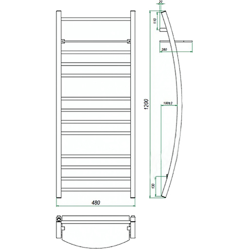Водяной полотенцесушитель Grota Vela 480х1200 Хром от магазина ЛесКонПром.ру