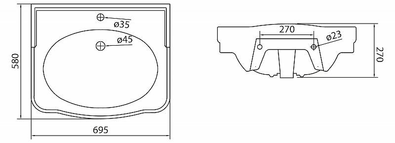 Раковина BelBagno Boheme 70 BB115L Белая от магазина ЛесКонПром.ру