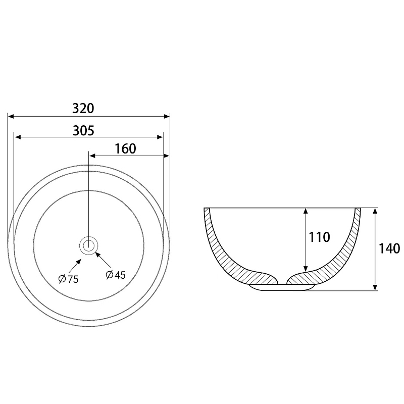 Раковина-чаша Abber Bequem 32 AC2106 Белая от магазина ЛесКонПром.ру