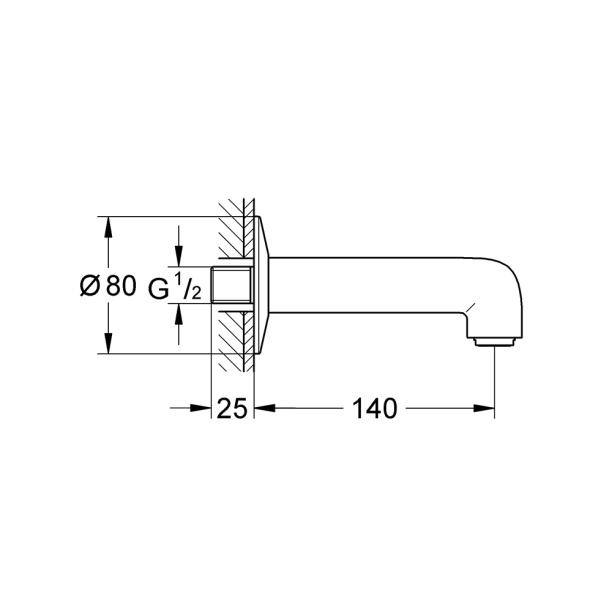 Излив для ванны GROHE BauClassic встраиваемый от магазина ЛесКонПром.ру