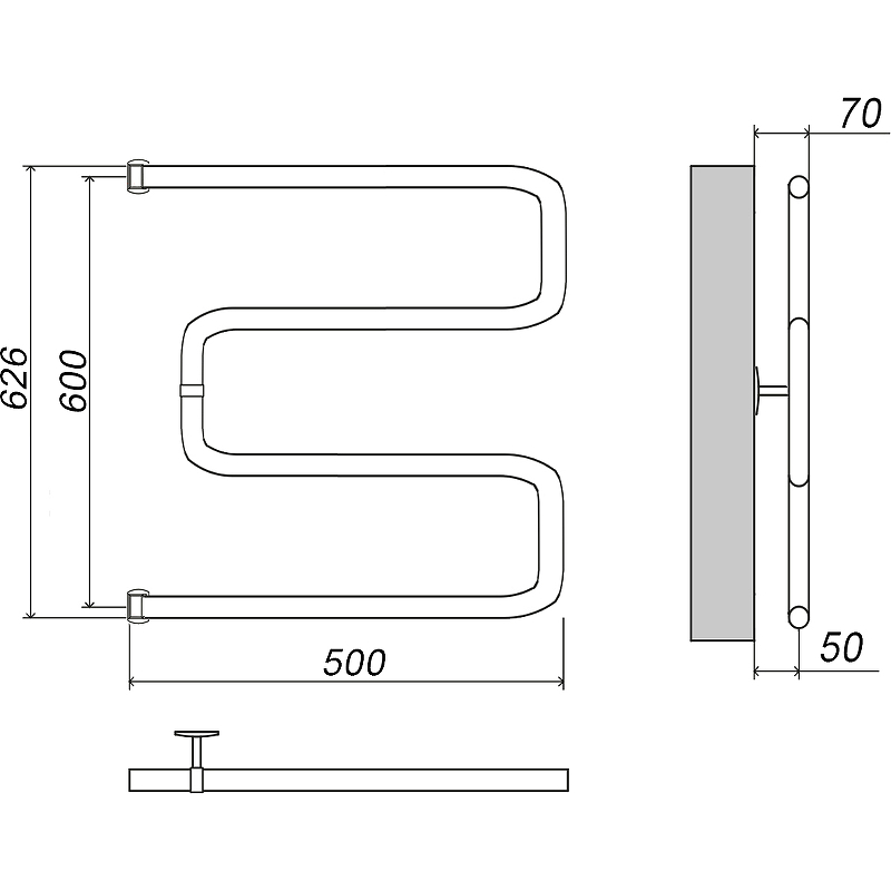 Водяной полотенцесушитель Grota Kamelo 600х500 Хром от магазина ЛесКонПром.ру