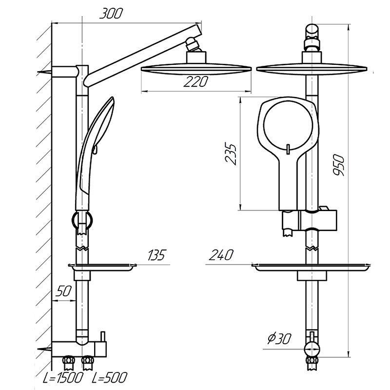 Душевая система Сантаком StOmega 1787 Хром от магазина ЛесКонПром.ру