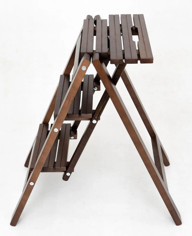 Стремянка-табурет деревянная с широкими ступенями Hoz-Block Микки 3 ступени Венге (арт. СДМТ-3В) от магазина ЛесКонПром.ру