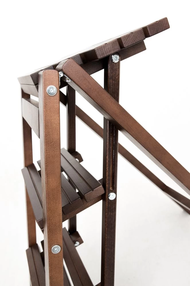 Стремянка-табурет деревянная с широкими ступенями Hoz-Block Микки 3 ступени Венге (арт. СДМТ-3В) от магазина ЛесКонПром.ру