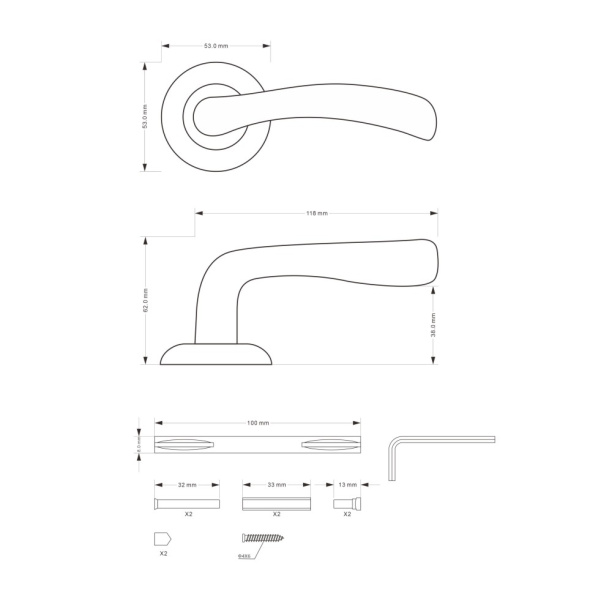 Ручки дверные NEODECO Brownie ES бронза от магазина ЛесКонПром.ру