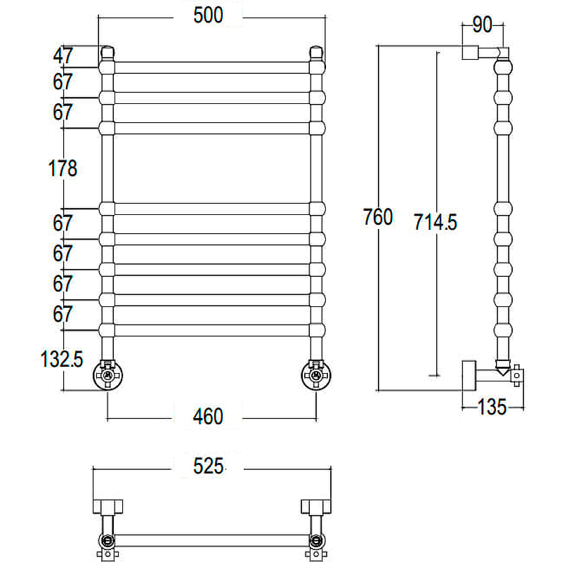 Водяной полотенцесушитель Margaroli Sole 464TS4708CR Хром от магазина ЛесКонПром.ру