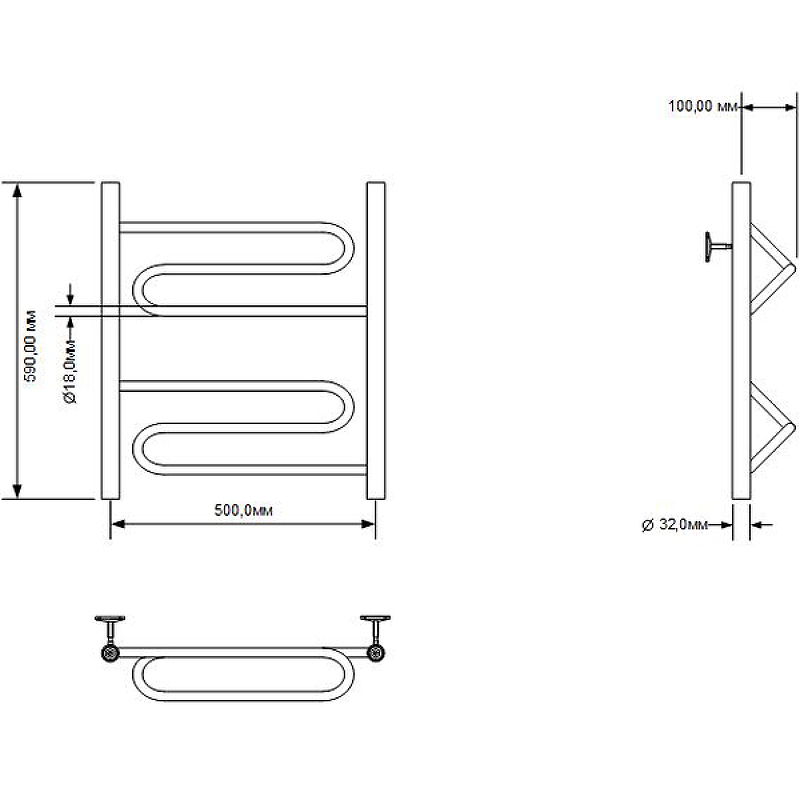 Водяной полотенцесушитель Aquanet Paolo 60x50 266732 Хром от магазина ЛесКонПром.ру