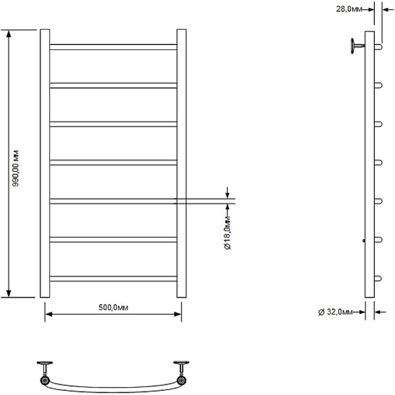 Водяной полотенцесушитель Aquanet Romeo 100x50 266726 Хром от магазина ЛесКонПром.ру