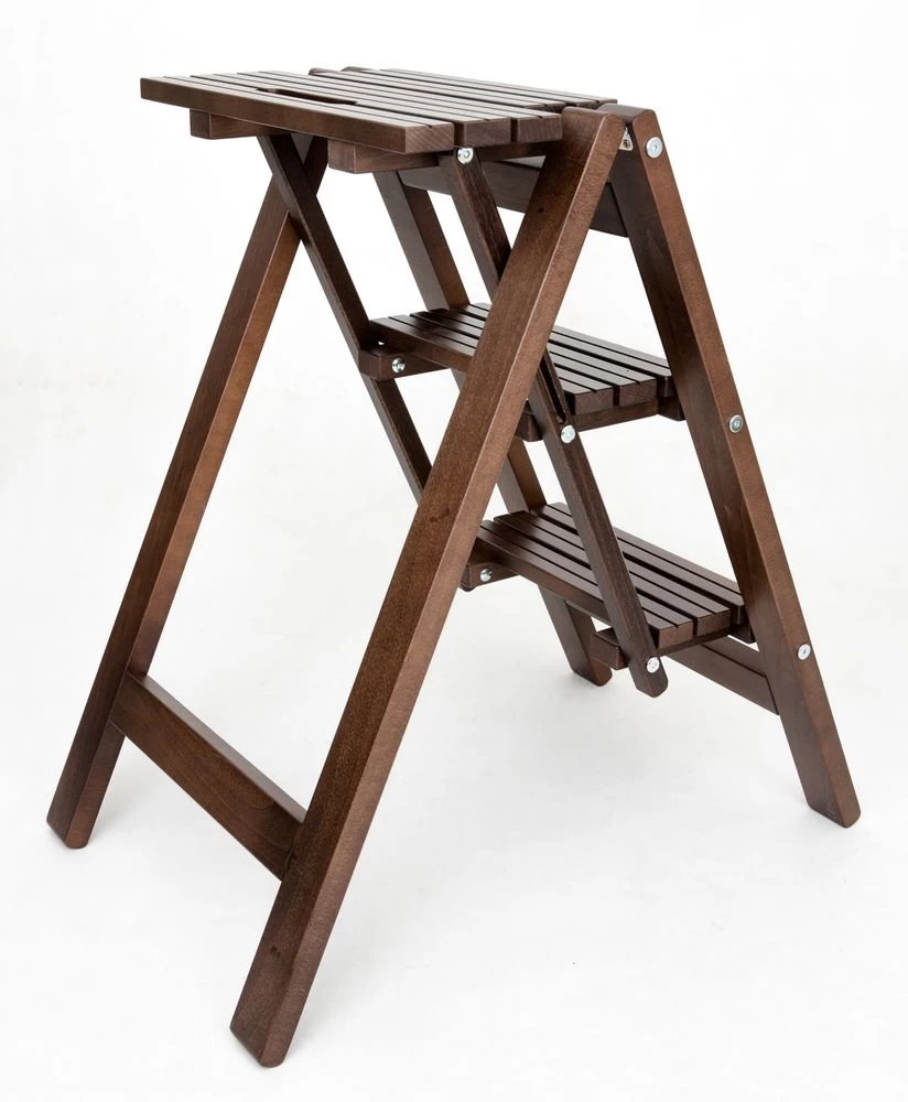 Стремянка-табурет деревянная с широкими ступенями Hoz-Block Микки 3 ступени Черная (арт. СДМТ-3Ч) от магазина ЛесКонПром.ру