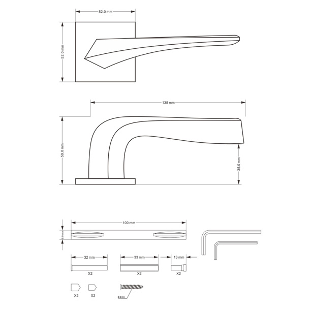 Ручки дверные NEODECO Cloud EN никель от магазина ЛесКонПром.ру