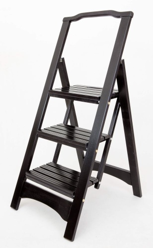 Стремянка деревянная с широкими ступенями Hoz-Block Микки 3 ступени Черная (арт. СДМ-3Ч) от магазина ЛесКонПром.ру