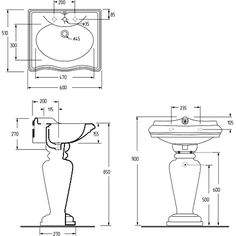 Раковина Migliore Impero 60 20788 Белая от магазина ЛесКонПром.ру