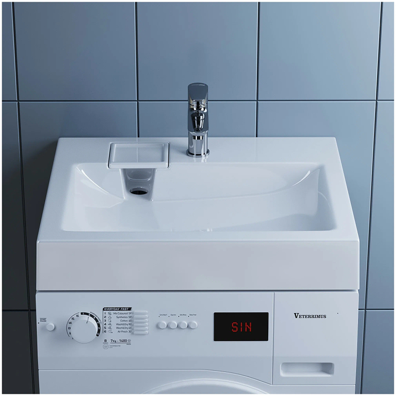 Раковина Paola Siena 60x50 на стиральную машину Белая глянцевая от магазина ЛесКонПром.ру