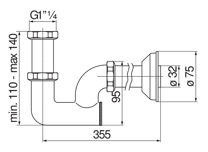 Сифон для раковины Nobili AV00107/1BR Бронза от магазина ЛесКонПром.ру
