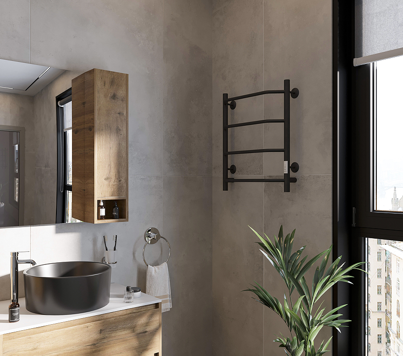 Электрический полотенцесушитель EWRIKA Сафо БР1 60х50 E Черный от магазина ЛесКонПром.ру