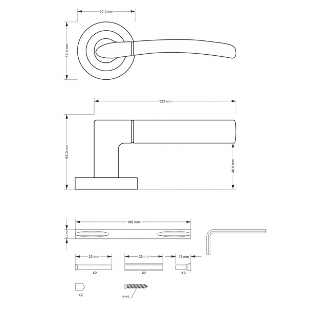Ручки дверные NEODECO А52132 никель от магазина ЛесКонПром.ру