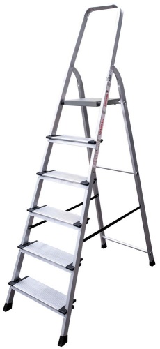 Стремянка алюминиевая с широкой ступенью Новая Высота 6 ступеней (арт. 2117106) от магазина ЛесКонПром.ру