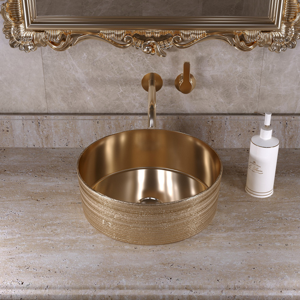Раковина на столешницу GROSSMAN d35,5 см золото от магазина ЛесКонПром.ру