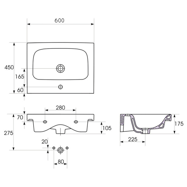 Раковина Cersanit MODUO 60 см от магазина ЛесКонПром.ру