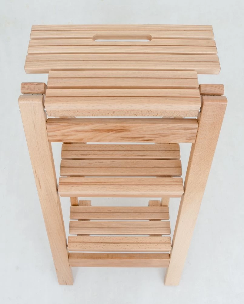 Стремянка-табурет деревянная с широкими ступенями Hoz-Block Микки 3 ступени Светлая (арт. СДМТ-3С) от магазина ЛесКонПром.ру