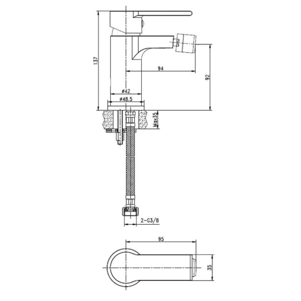 Смеситель для биде Cersanit Brasko хром от магазина ЛесКонПром.ру