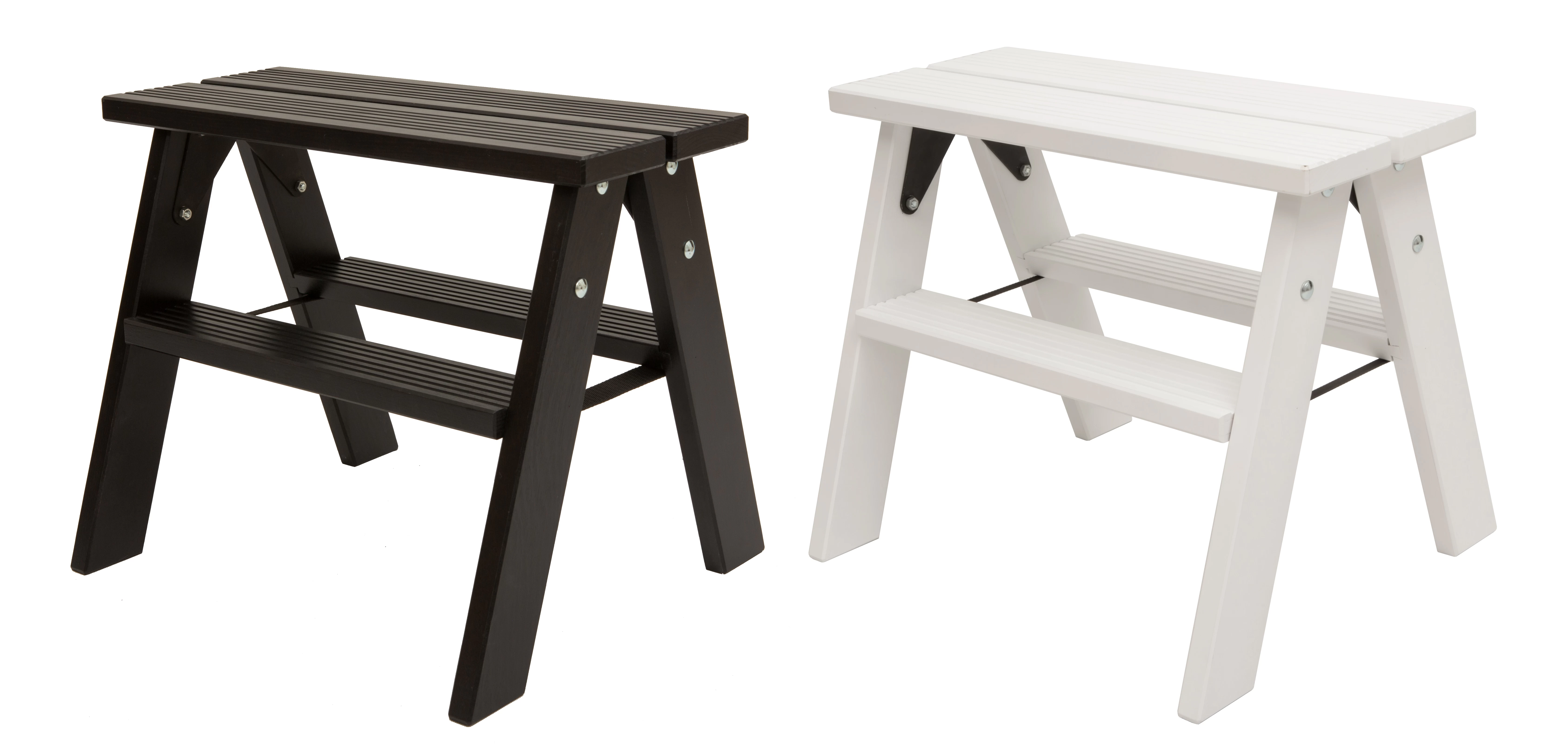 Стремянка двухсторонняя деревянная Hoz-Block Марк 2 ступени Белая (арт. ДДС-2Б) от магазина ЛесКонПром.ру