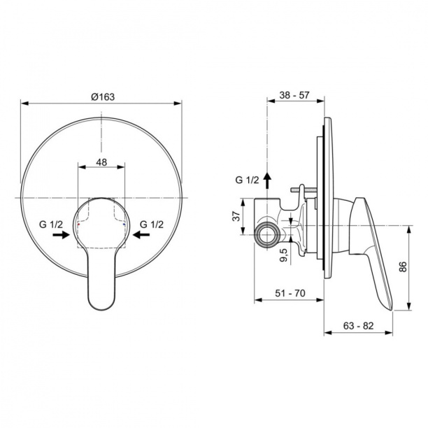 Гигиенический душ Ideal Standard Alpha встраиваемый от магазина ЛесКонПром.ру