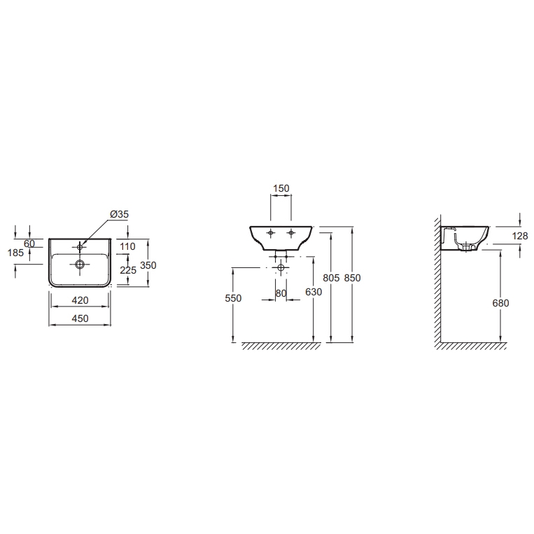 Раковина Jacob Delafon Struktura 45 EGH112-00 Белая от магазина ЛесКонПром.ру