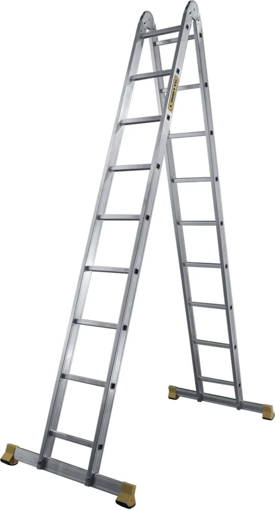 Алюминиевая профессиональная двухсекционная шарнирная универсальная лестница 2Х4 АЛЮМЕТ арт. Т204 от магазина ЛесКонПром.ру