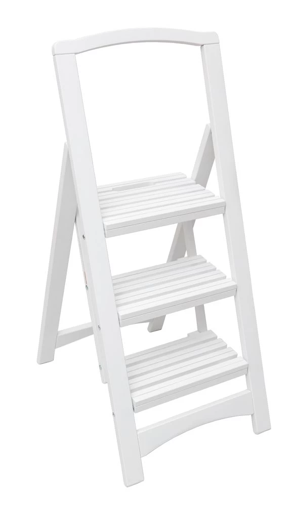 Стремянка деревянная с широкими ступенями Hoz-Block Микки 3 ступени Белая (арт. СДМ-3Б) от магазина ЛесКонПром.ру