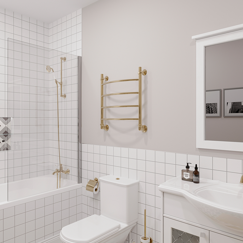 Водяной полотенцесушитель EWRIKA Сафо D 60х50 Золото от магазина ЛесКонПром.ру