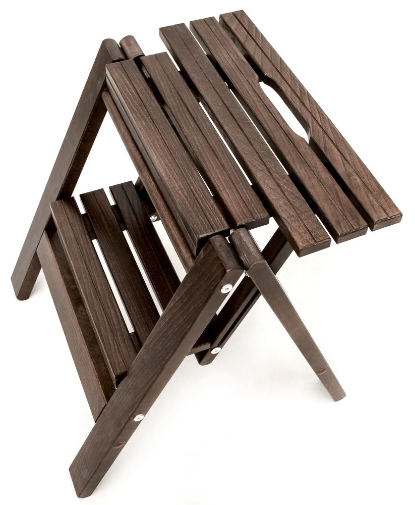 Стремянка-табурет деревянная с широкими ступенями Hoz-Block Микки 2 ступени Черная (арт. СДМТ-2Ч) от магазина ЛесКонПром.ру