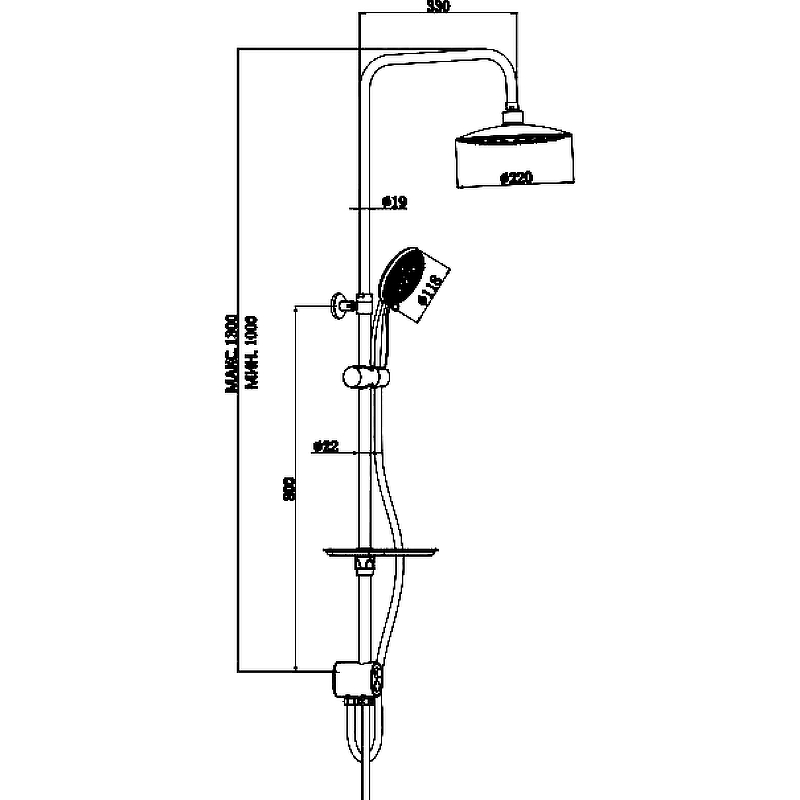 Душевая система ESKO ST1350 Хром от магазина ЛесКонПром.ру