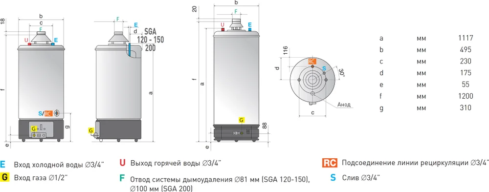 Накопительный водонагреватель Ariston SGA 120 R газовый от магазина ЛесКонПром.ру