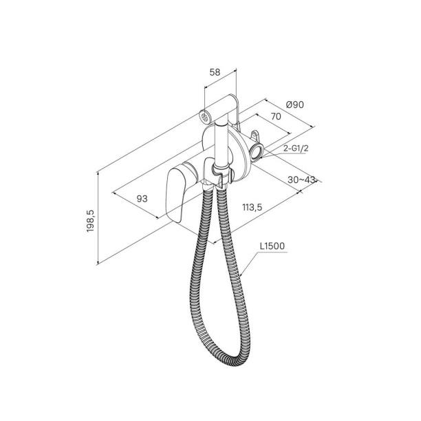 Гигиенический душ Milardo Rora встраиваемый черный от магазина ЛесКонПром.ру