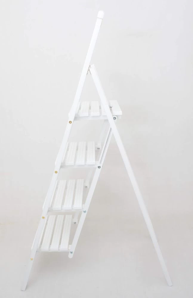 Стремянка деревянная с широкими ступенями Hoz-Block Микки 4 ступени Белая (арт. СДМ-4Б) от магазина ЛесКонПром.ру